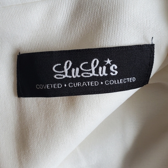 Lulu's Size Large Backless Beaded Ivory Bodycon Dress - Picture 8 of 8